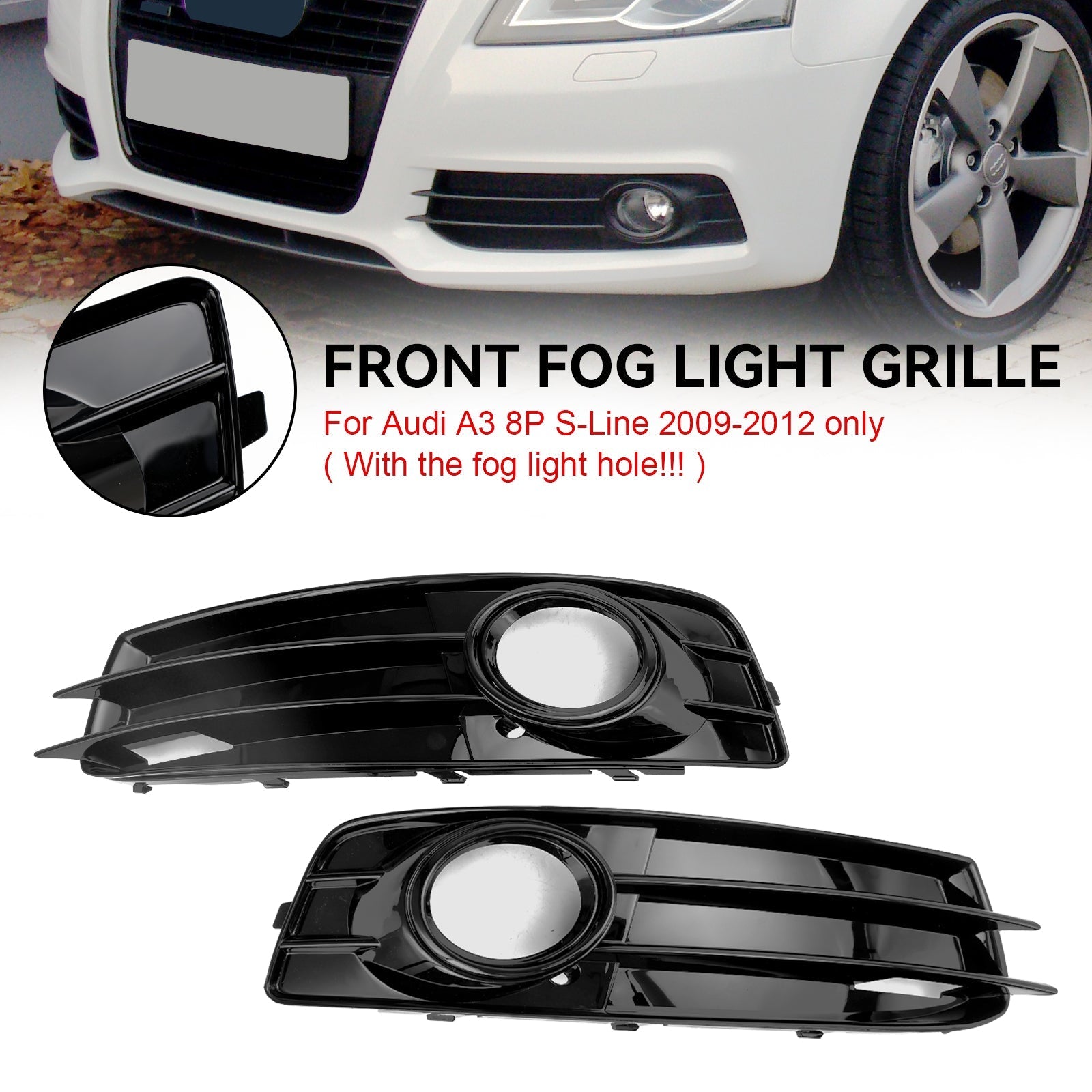 2009-2012 Audi A3 8P S-Line Grille de pare-chocs inférieure avant pour phare antibrouillard