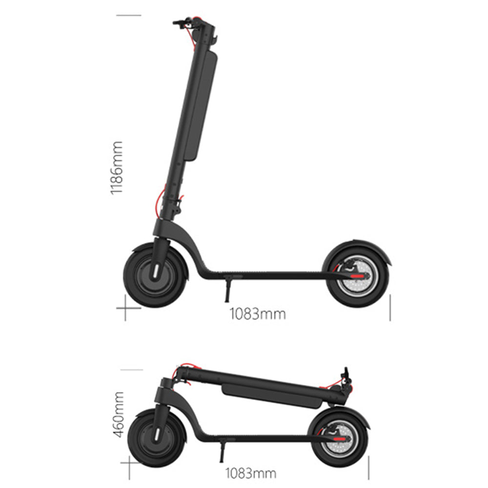 10 "opvouwbare elektrische scooter voor volwassenen, 350 W, 45 km bereik, voor woon-werkverkeer in de stad