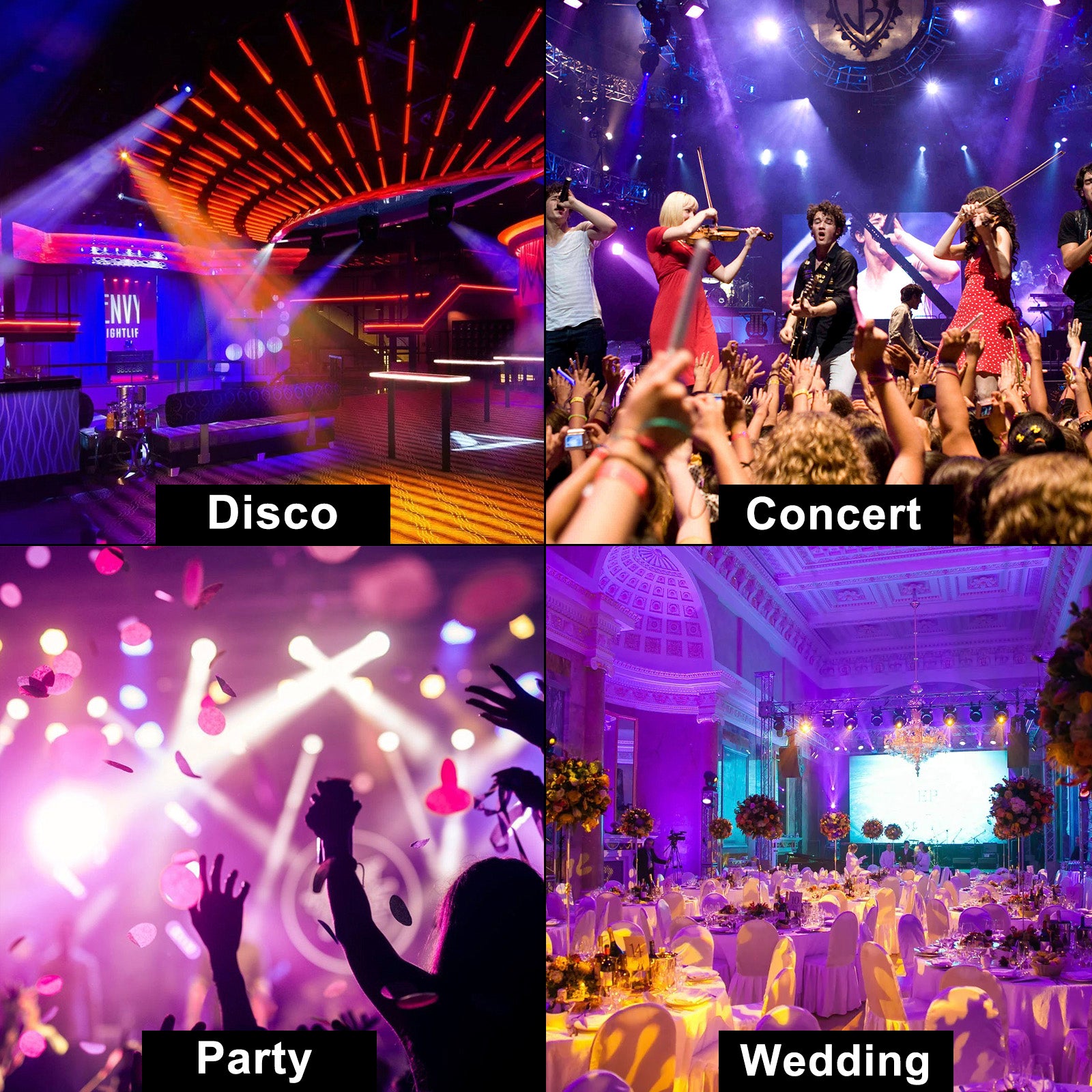 200W Moving Head 12 LED Roterande Beam Scenljus RGBW DJ Disco Party DMX UK