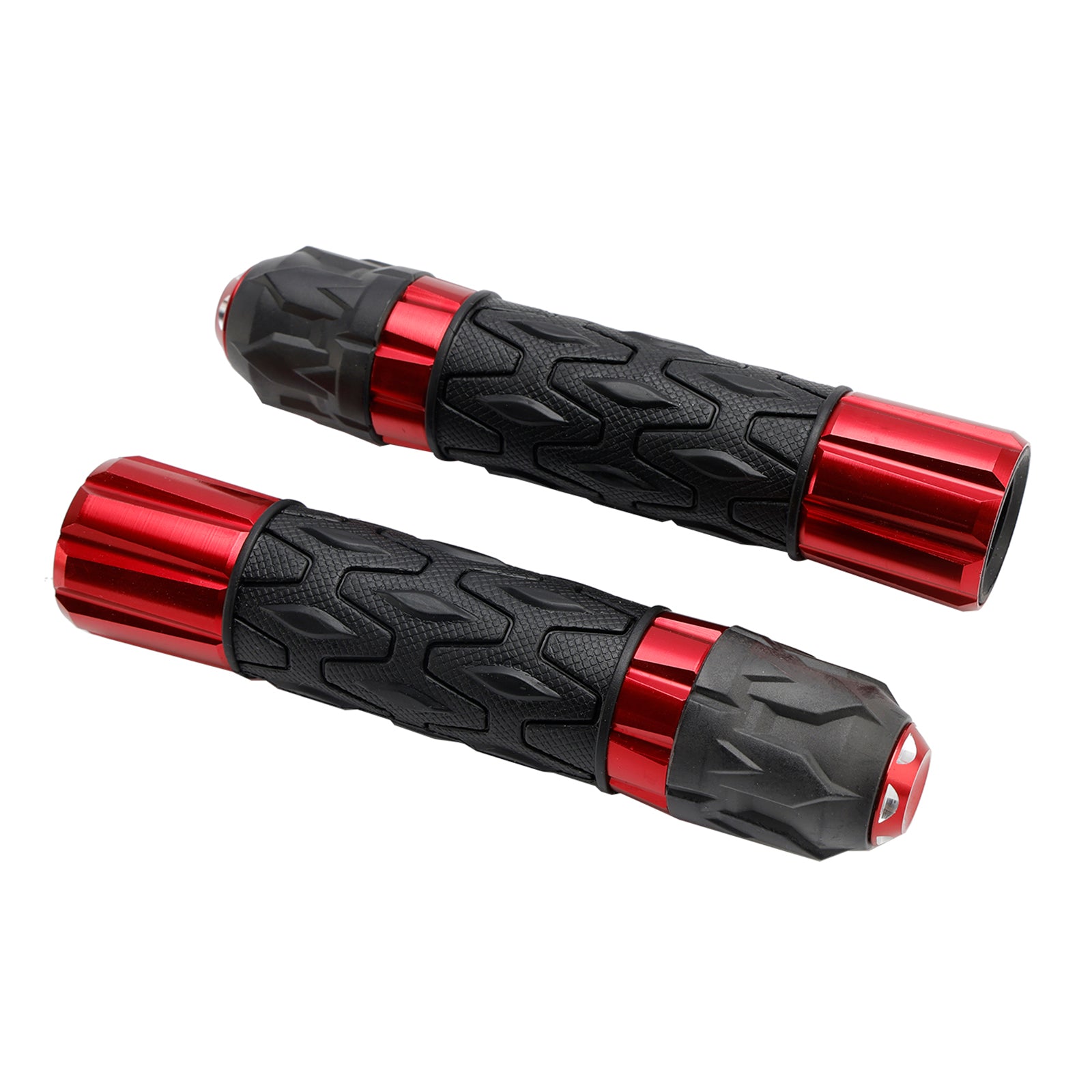 7/8"/22mm Motorfiets Stuur Handgrepen CNC Universeel Rood Voor Motorfietsen Zilver