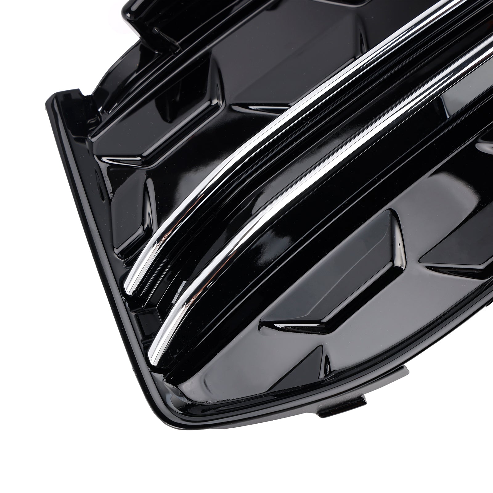 2023+ Audi A6 C8PA S-Line S6 2PCS Front Bumper Fog Light Grille Trim Black Chrome