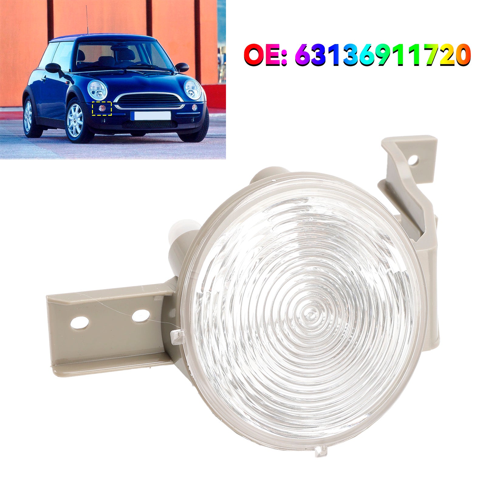 Clignotant avant droit, lentille transparente 63136911720 pour Mini Cooper