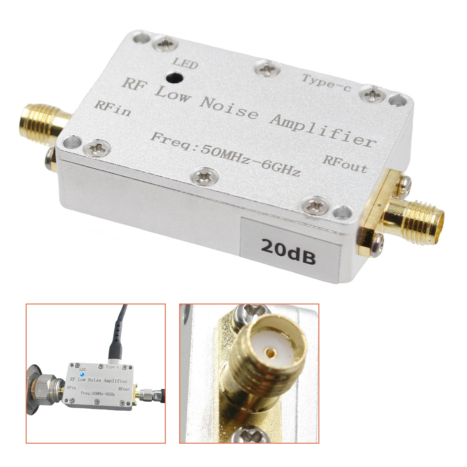 50m-6GHz Radiofrequentieversterker 20dB 30dB High-Gain Front LNA Signaal met laag geluidsniveau