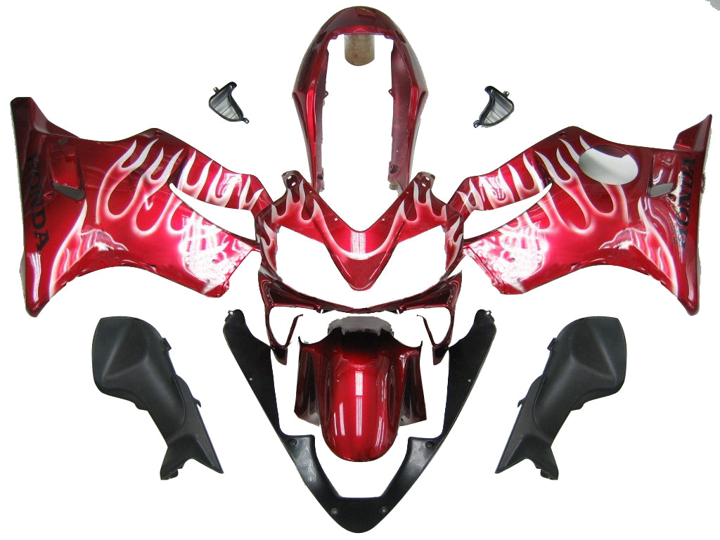 2004-2007 Honda CBR 600 F4i Cherry Red & White Flame Racing Fairings Generic