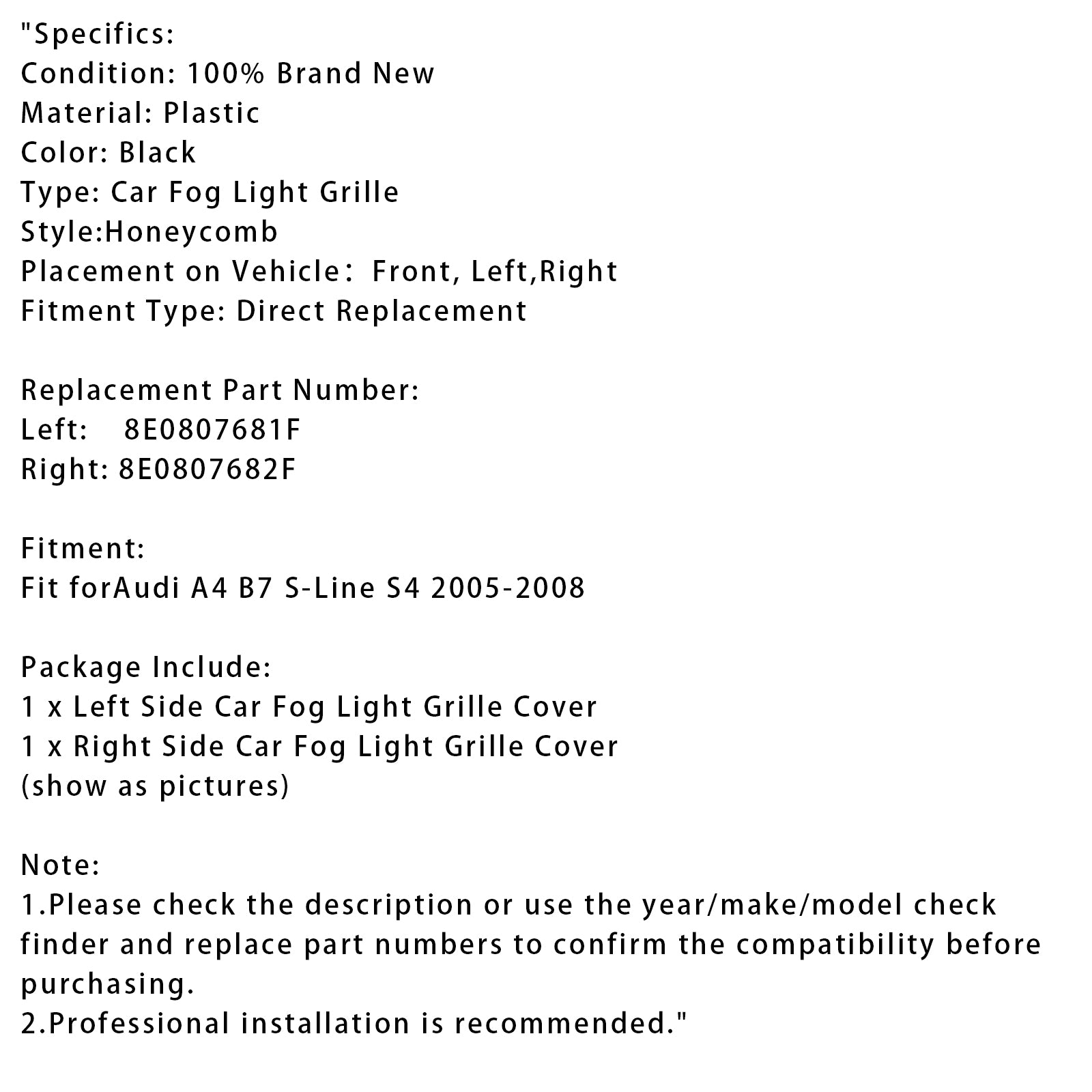 2005-2008 Audi A4 B7 S-Lijn S4 Voorbumper Honingraat Mistroosterafdekking