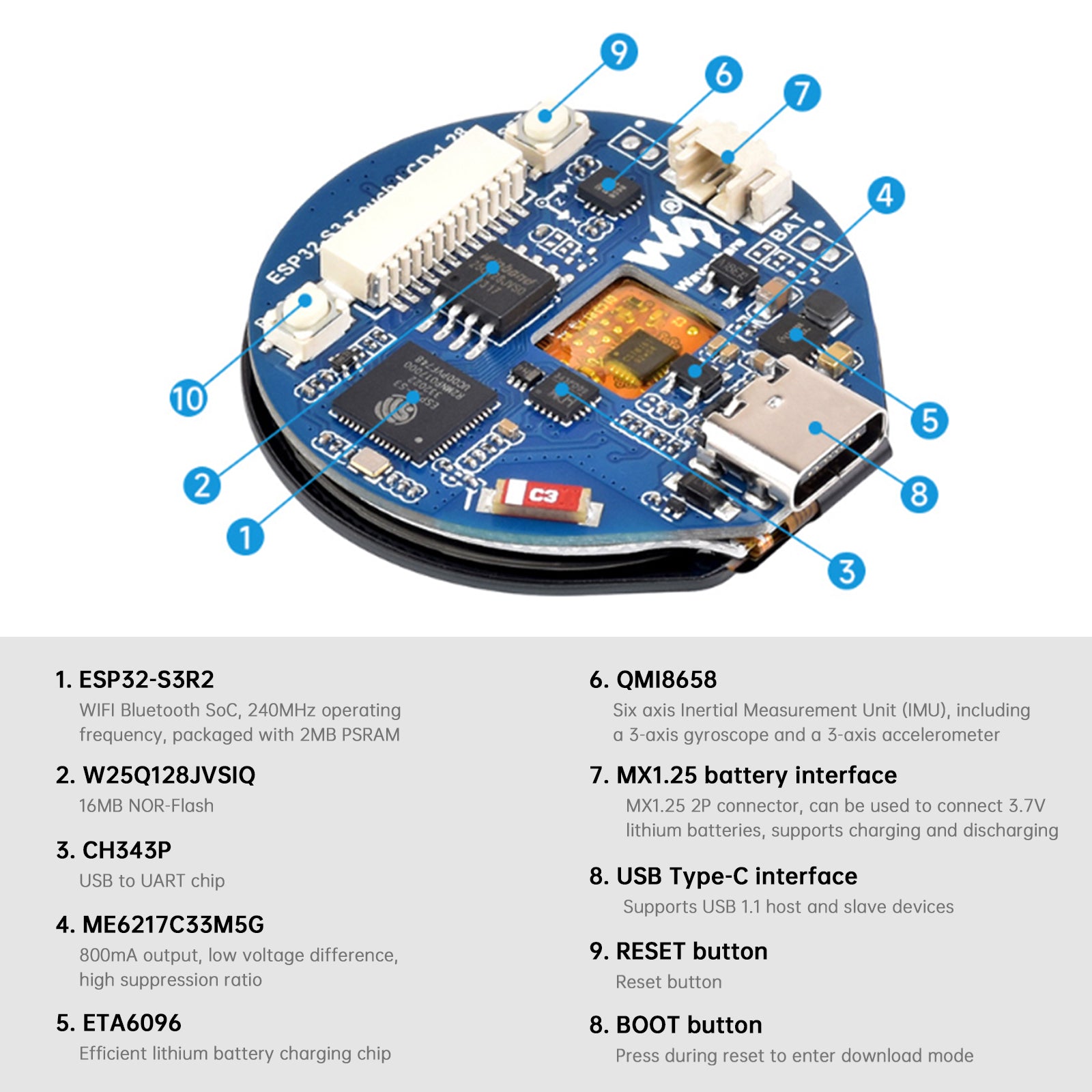 ESP32-S3 Development Board Capacitive Touch Screen Dual-Core Processor Bluetooth