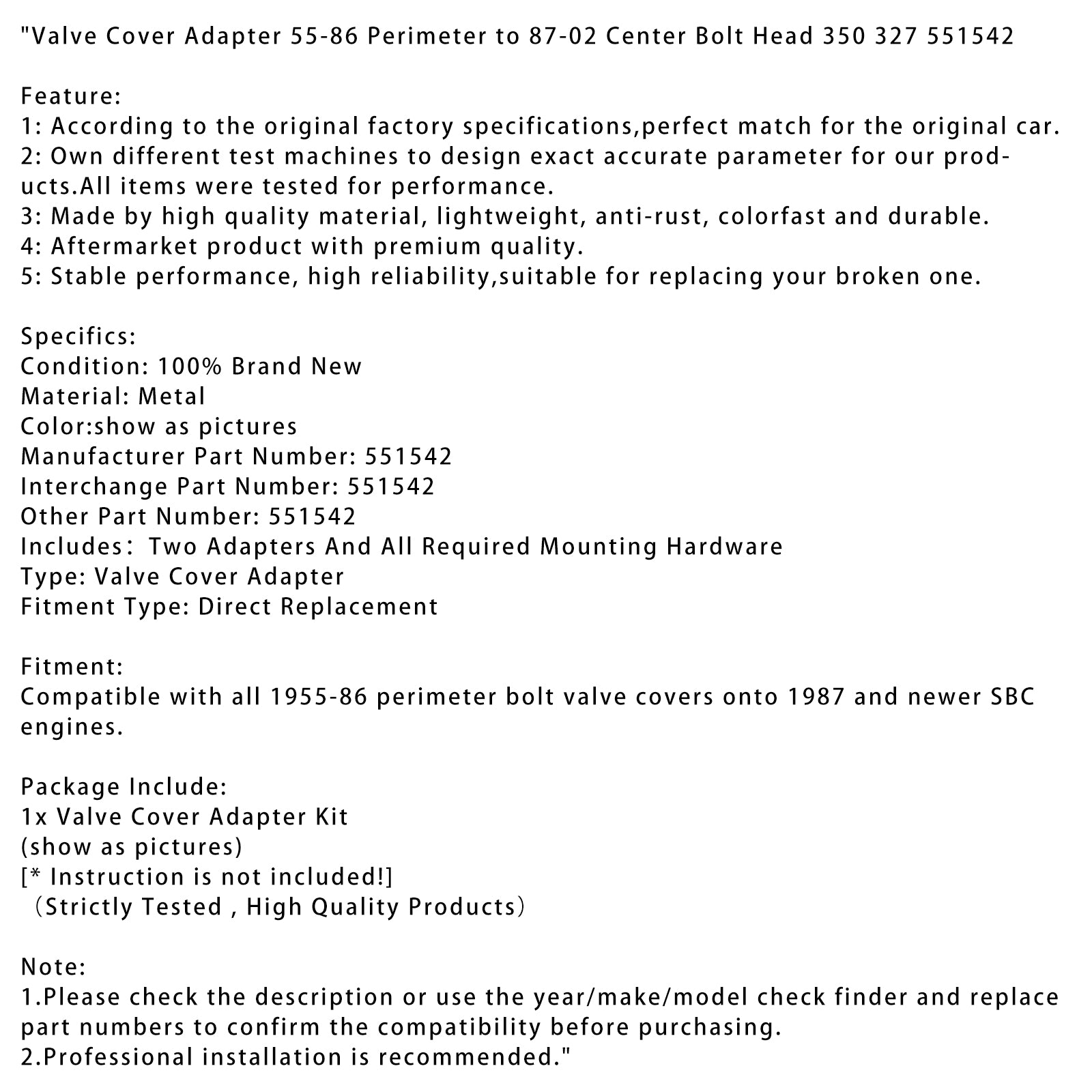 Ventilskyddadapter 1955-1986 Perimeter till 1987-2002 Center Bolt Head 350 327 551542