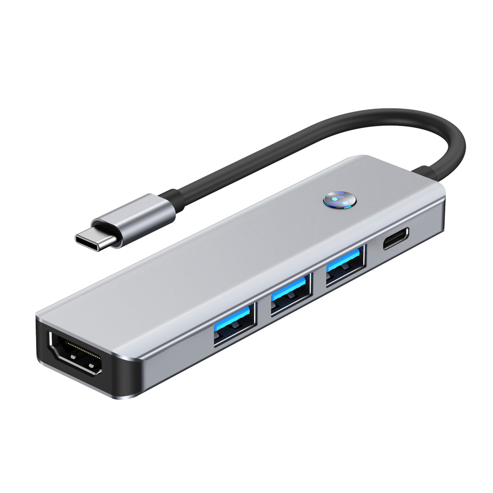 5 en 1 adaptador de concentrador de interfaz TYPE-C+USB3.0*1+USB2.0*2+HDMI+PD100W para MacBook
