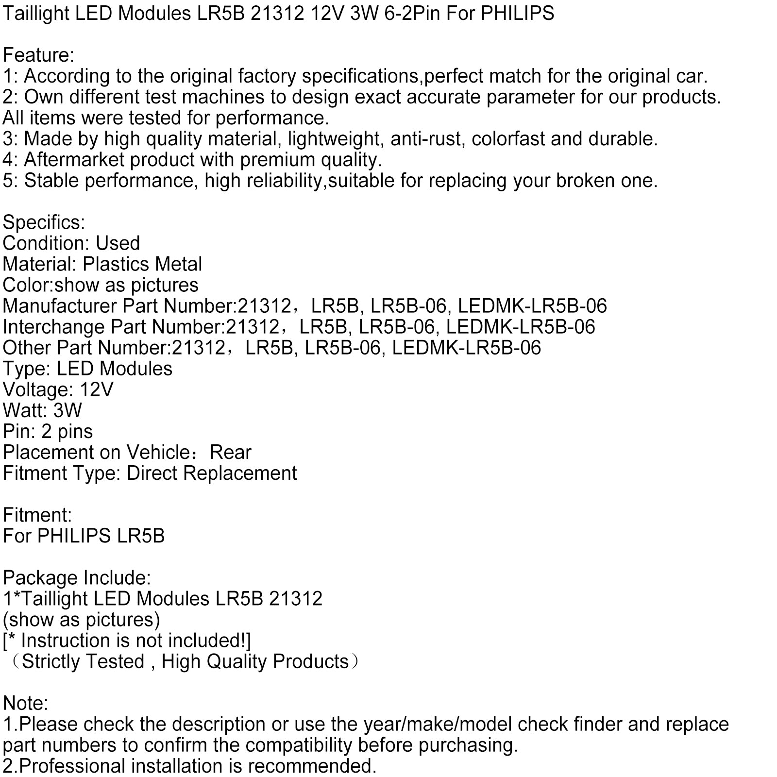 Taillight LED moduly LR5B 21312 12V 3W 6-2pin pre Philips