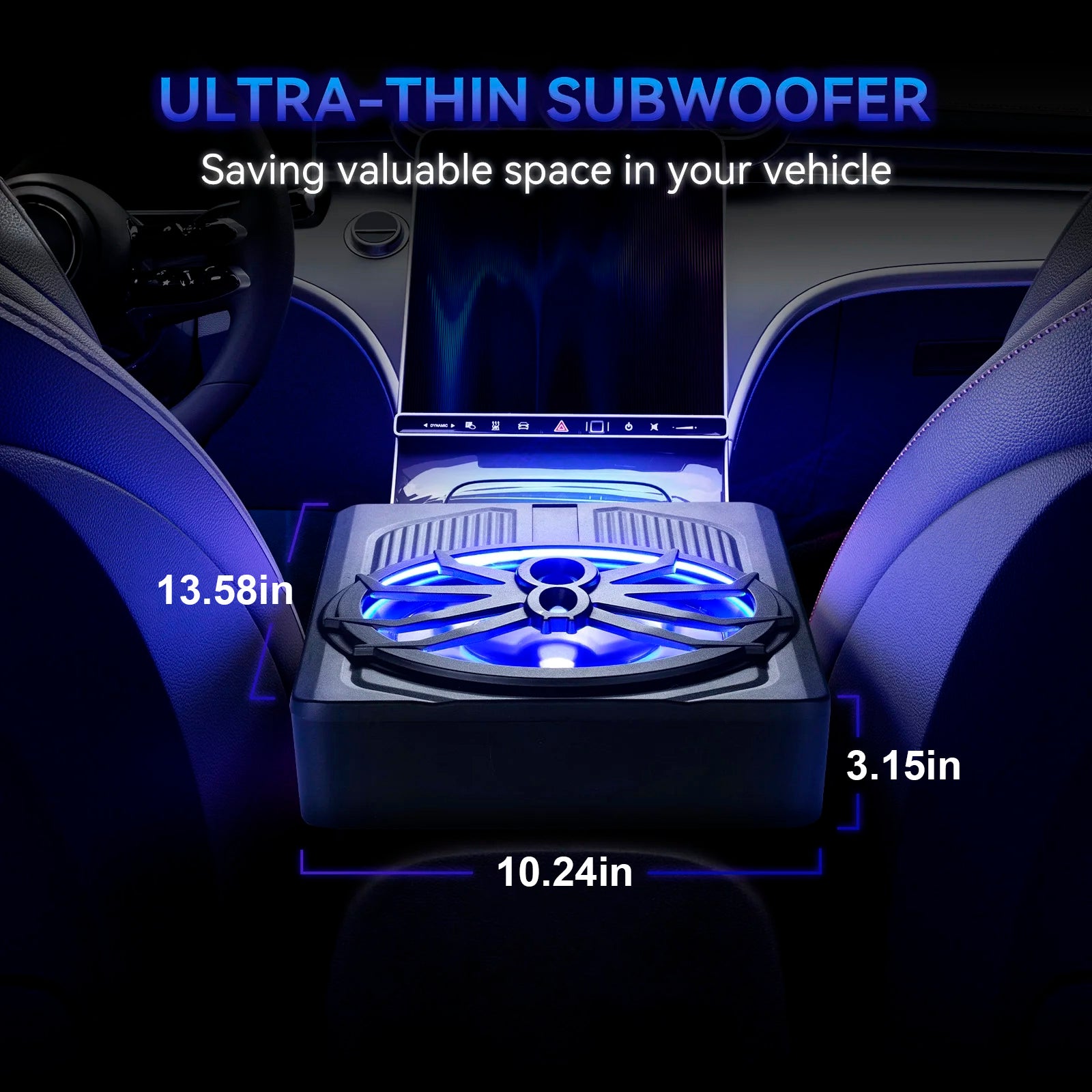 1200W Car Subwoofer 10" 12V Slim Under Seat Powered Car Subwoofer for Car Truck