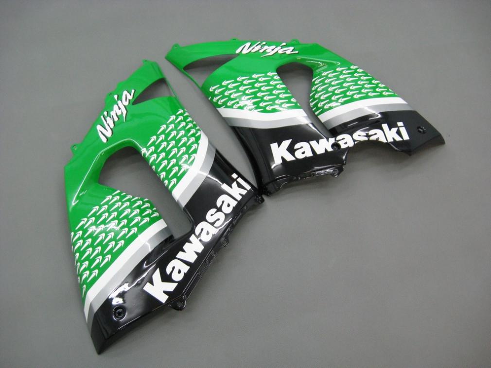 2005-2006 Kawasaki ZX6R 636 stroomlijnkappen groen zwart nr. 56 Nakano Racing generiek