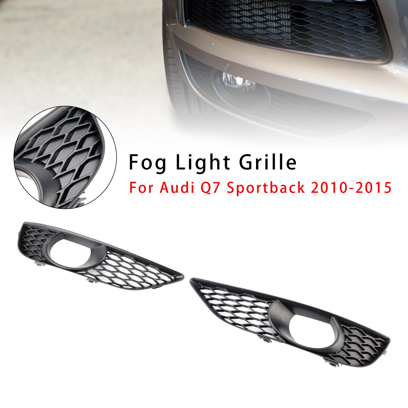 2010-2015 Audi Q7 Sportback 2st Front Bumper Fog Light Grill Lamp Cover