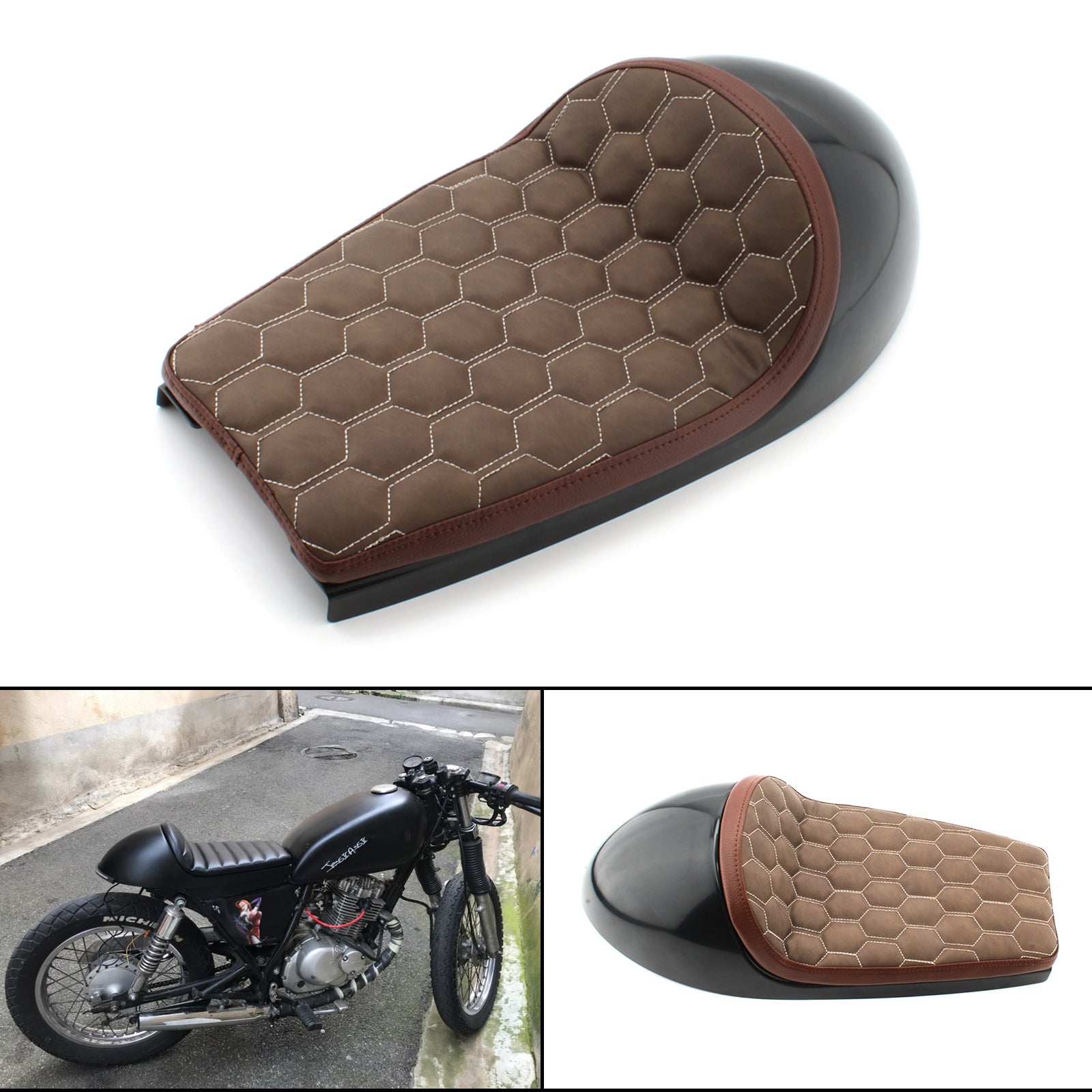 Vintage Brown Flat Hump Bench Custom Scrambler Seat Saddle For Cafe Racer