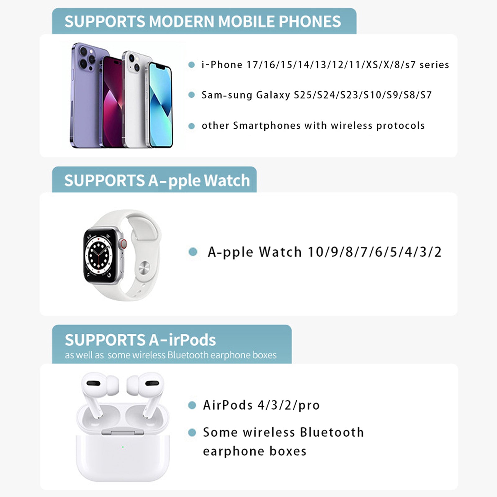 6-in-1 Wireless Charging Station Charger Clock for iPhone 17 16 15 Apple Watch