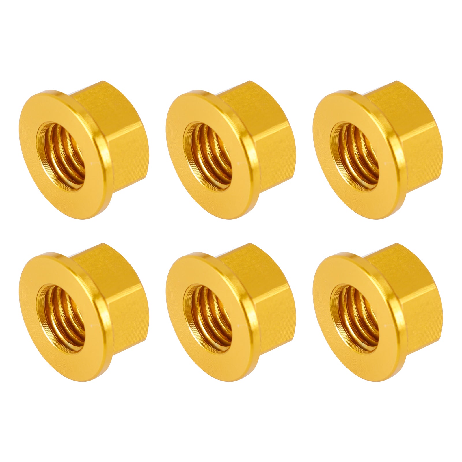 Paquet de 6 écrous de bride de pignon arrière en aluminium M10X1.5mm or pour moto vélo