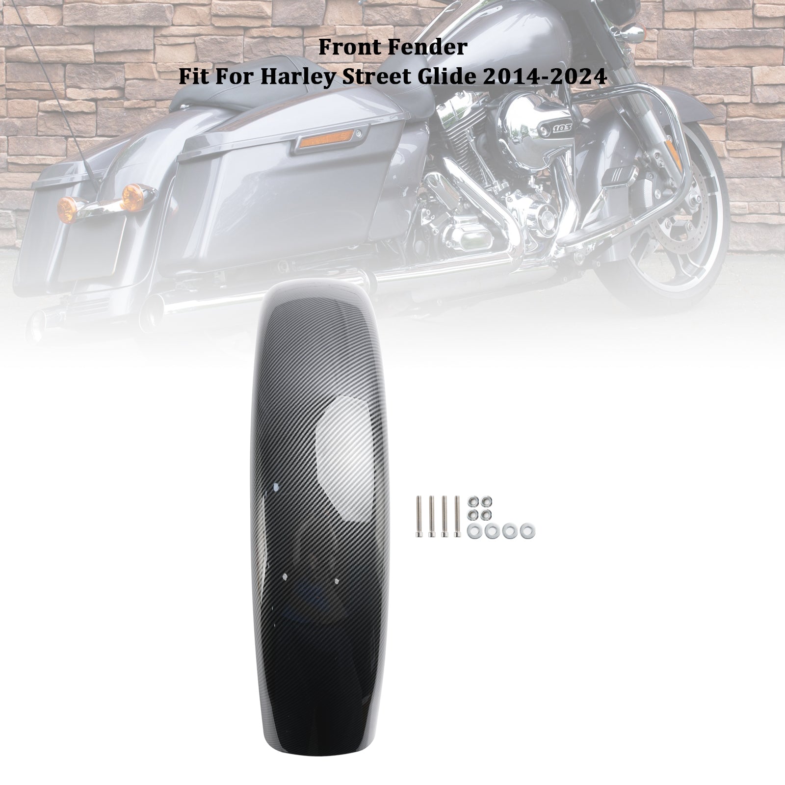 ABS Front Fender Mudguard For Touring Street Glide Road Glide 2014-2024 Carbon