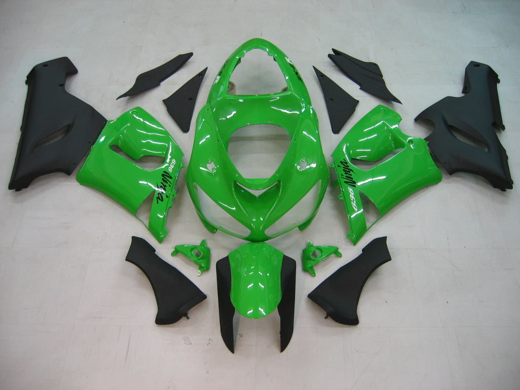 2005-2006 Kawasaki ZX6R 636 Fairings Green Black Ninja Racing Generic