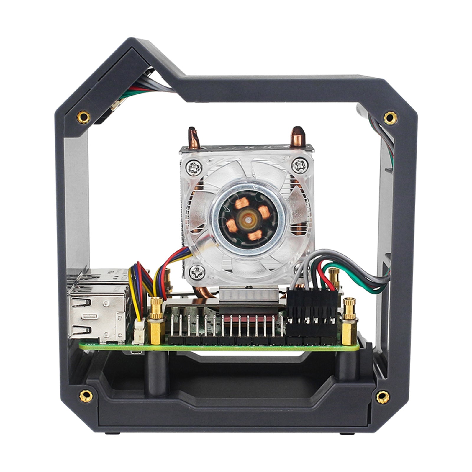 Raspberry Pi 5 verticale torenventilatorset met 0,96 inch OLED-schermradiatorbehuizing