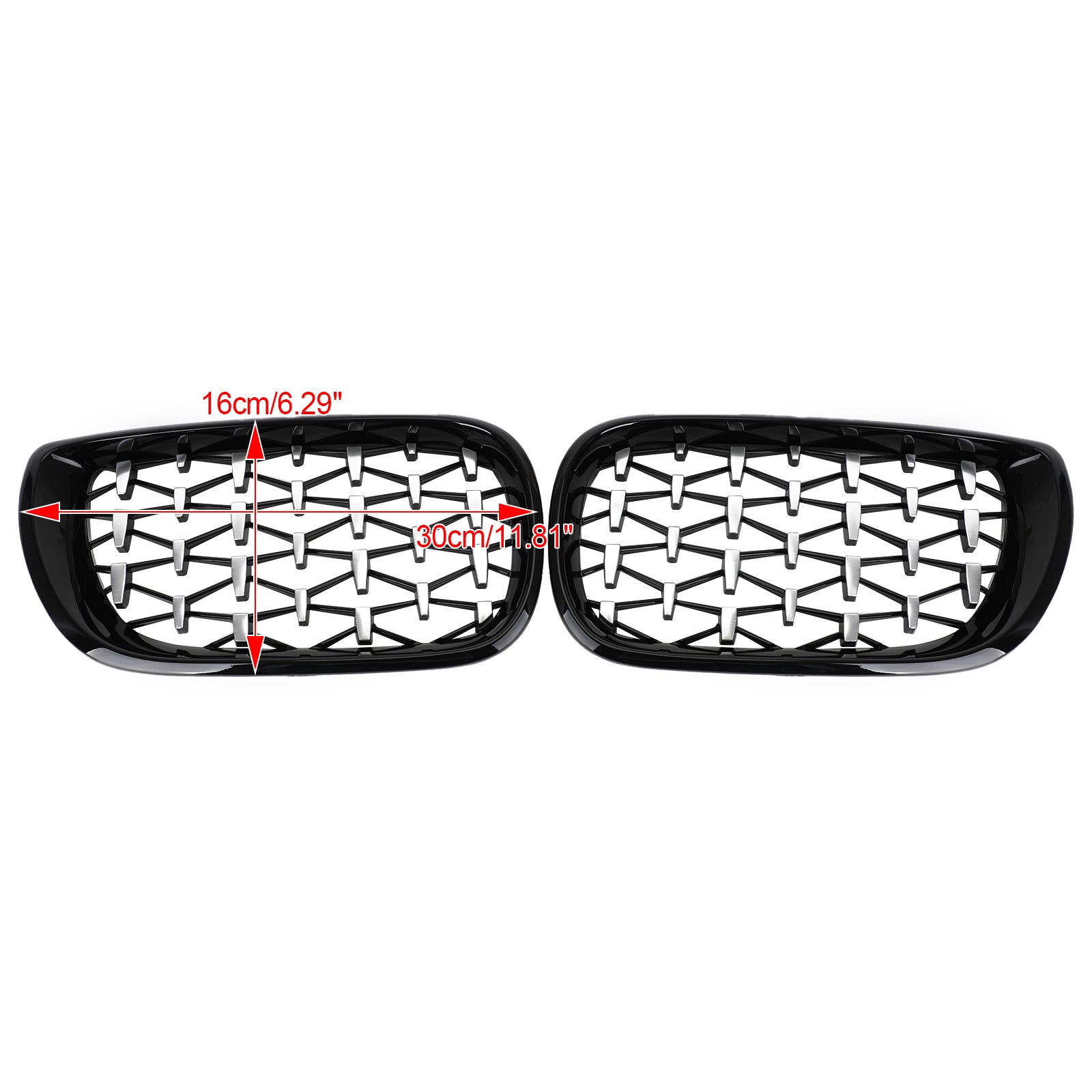 Black & Chrome Diamond Grille For BMW E46 Saloon/Touring Facelift 2002-2005 4Dr