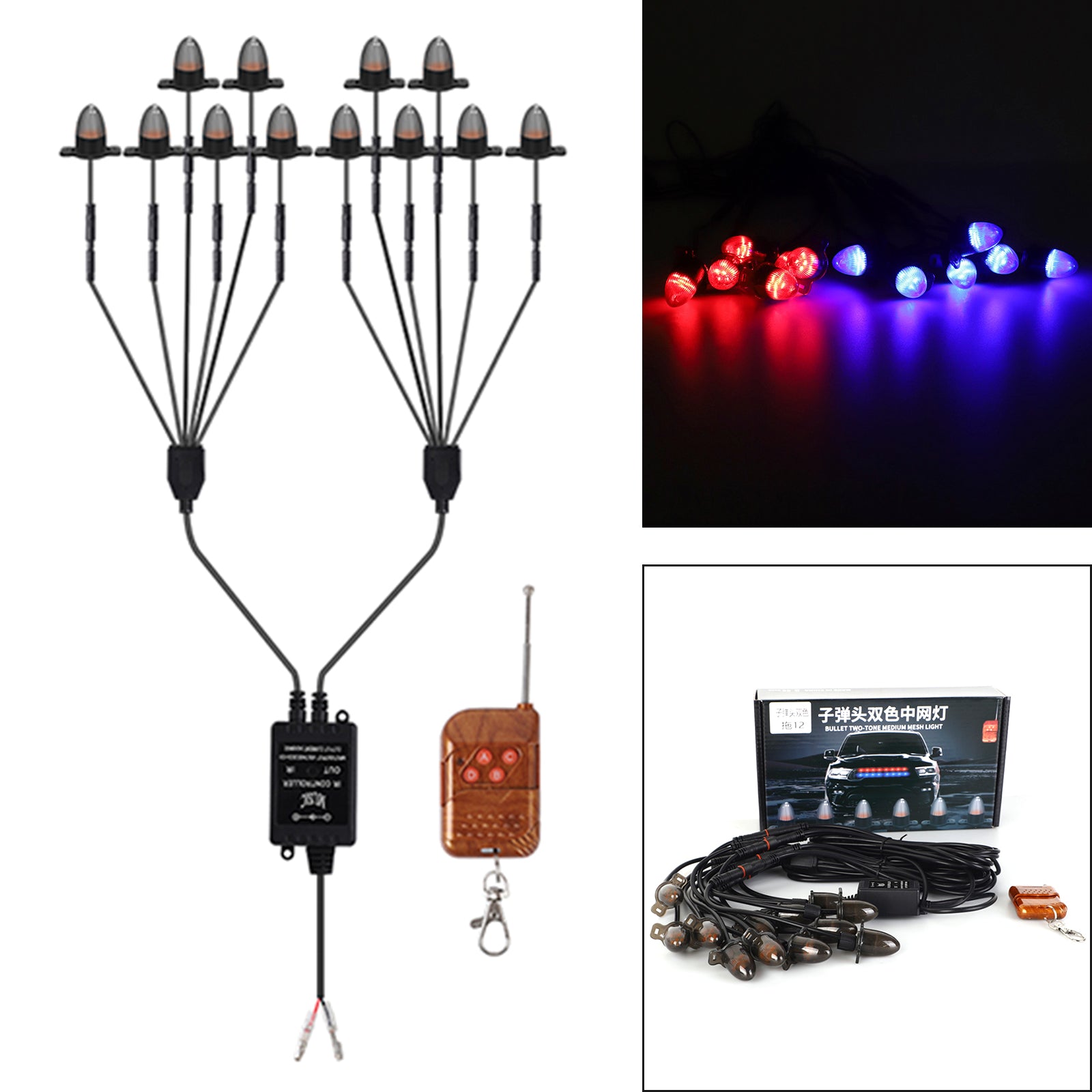 12pcs Palette avant LED clignotant l'éclairage Bullet Head pour la voiture universelle