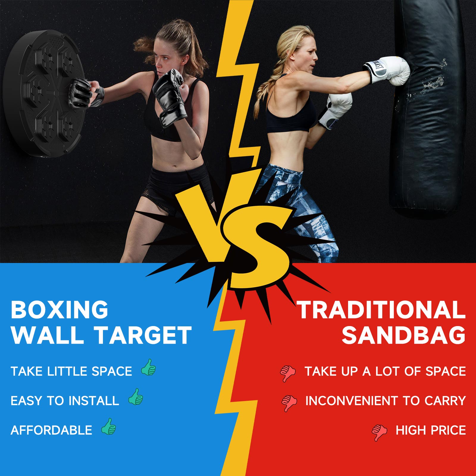 Wall Mount Boxing Training Target Bluetooth Music Indoor React Exercise Machine