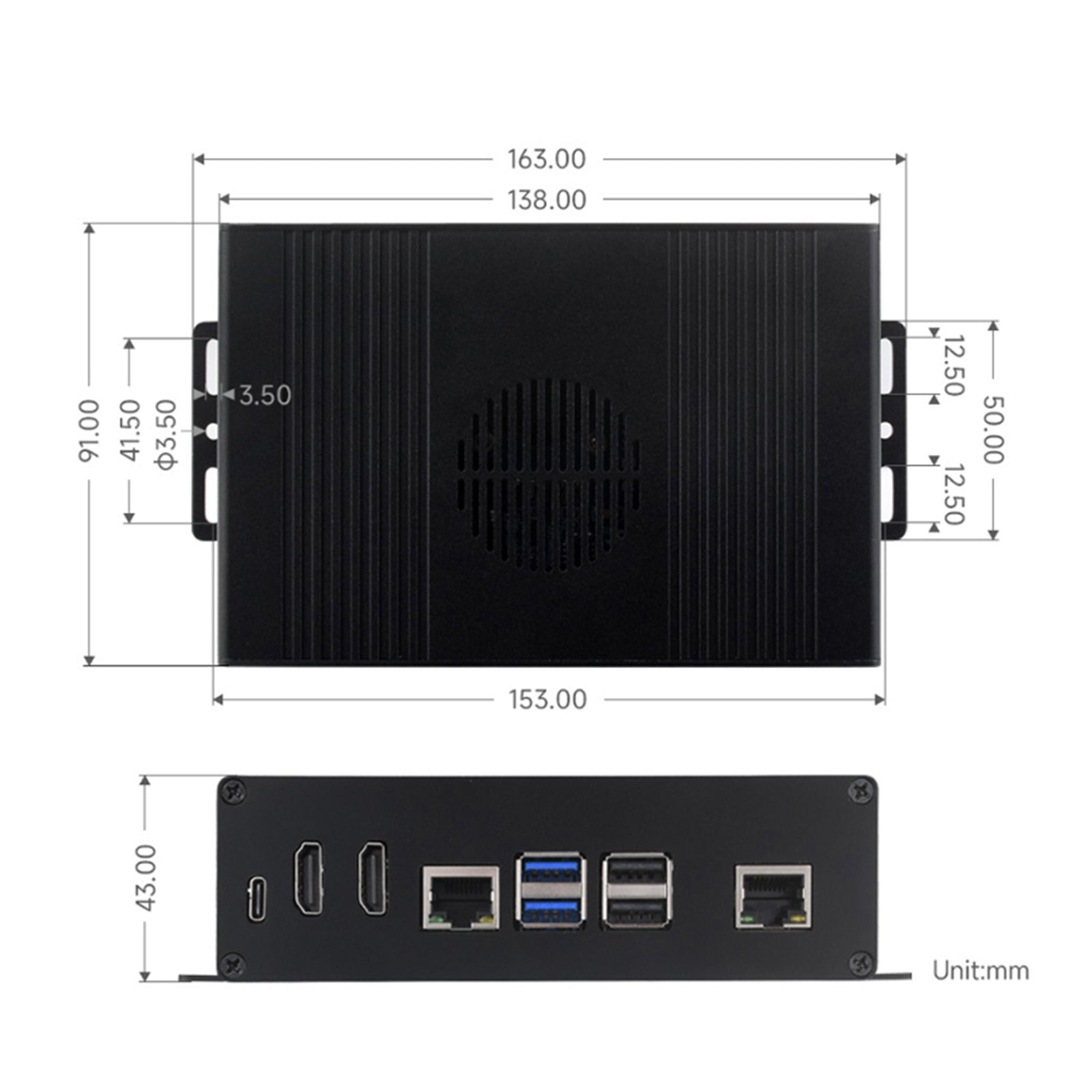 Extension Raspberry Pi 5 tout-en-un, plaque d'extension PCIE, Double sortie HDMI 4K