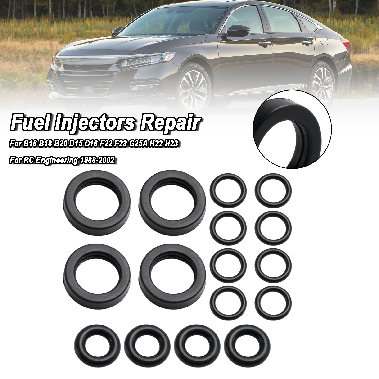 4PCS Fuel Injector Seal O-Ring Kit fit Honda Accord CRX Civic DelSol Prelude