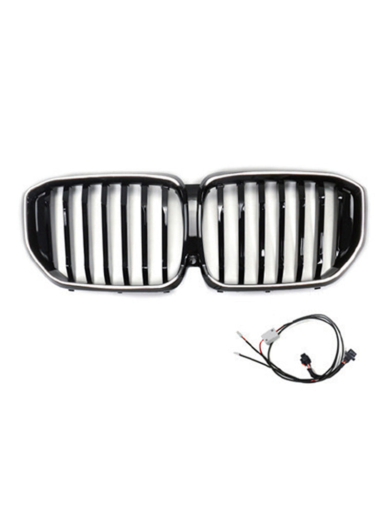 Black Front Bumper Grille Grill Fit BMW G05 LCI X5 2024+ Single Line W/LED