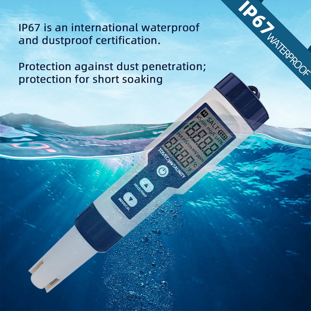 5in1 PH/TDS/EC/Zoutgehalte/Temperatuur Digitale Waterkwaliteit Tester Meter Testtool