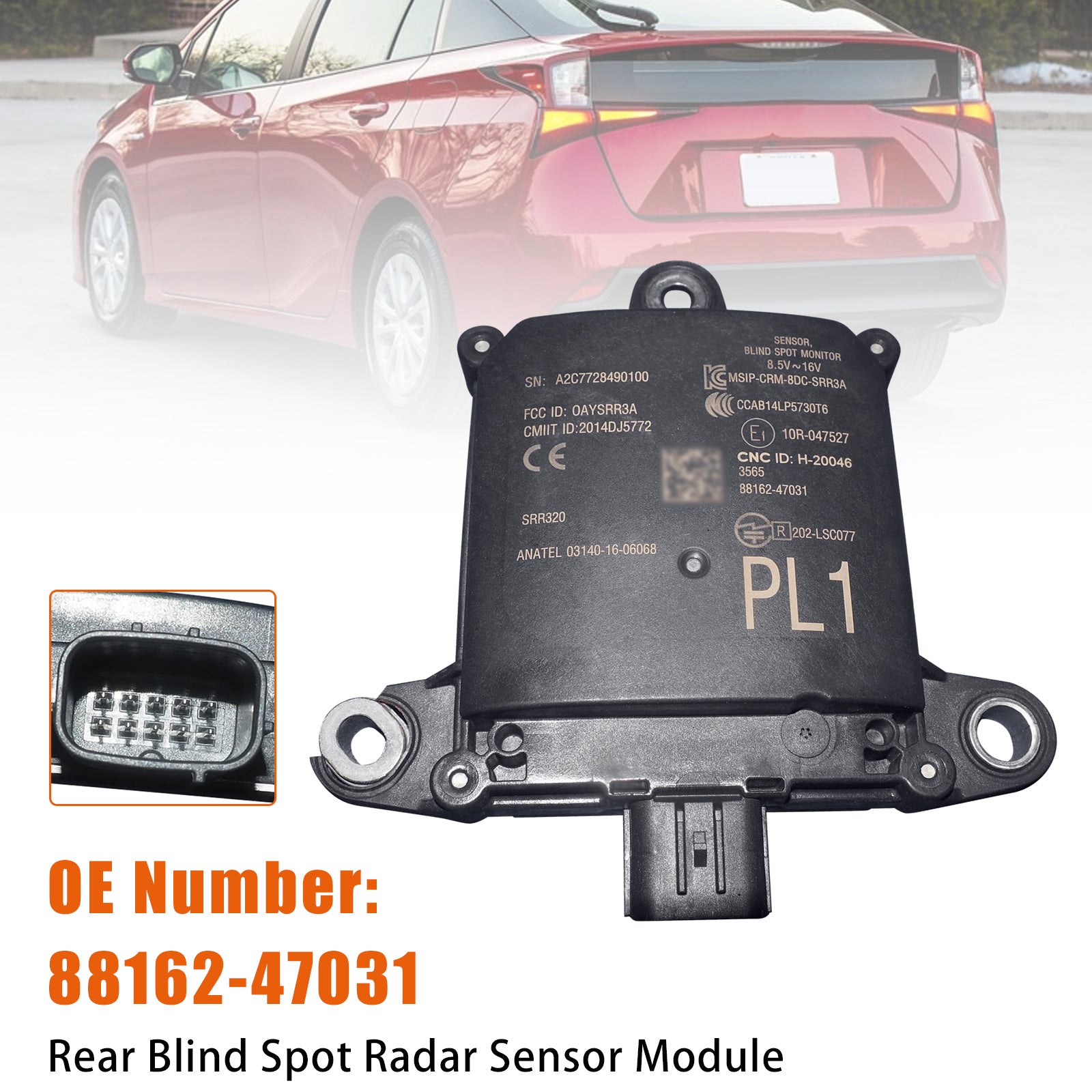 Rear Blind Spot Radar Sensor Module 88162-47031 For Toyota Prius 2019-2022