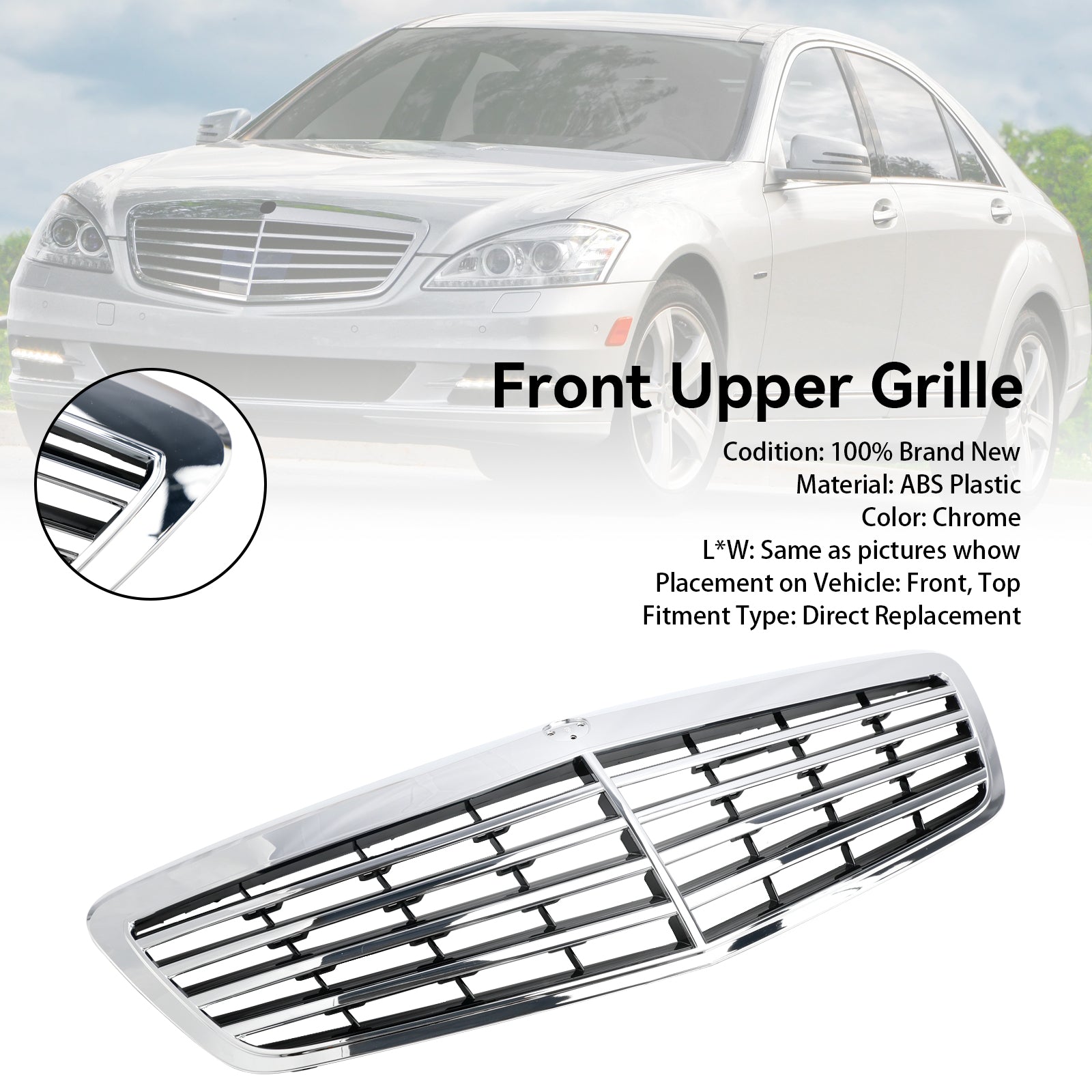 Front Grille Grill Fit Mercedes Benz S-Class W221 S550 S600 S63 S65 2010-2013