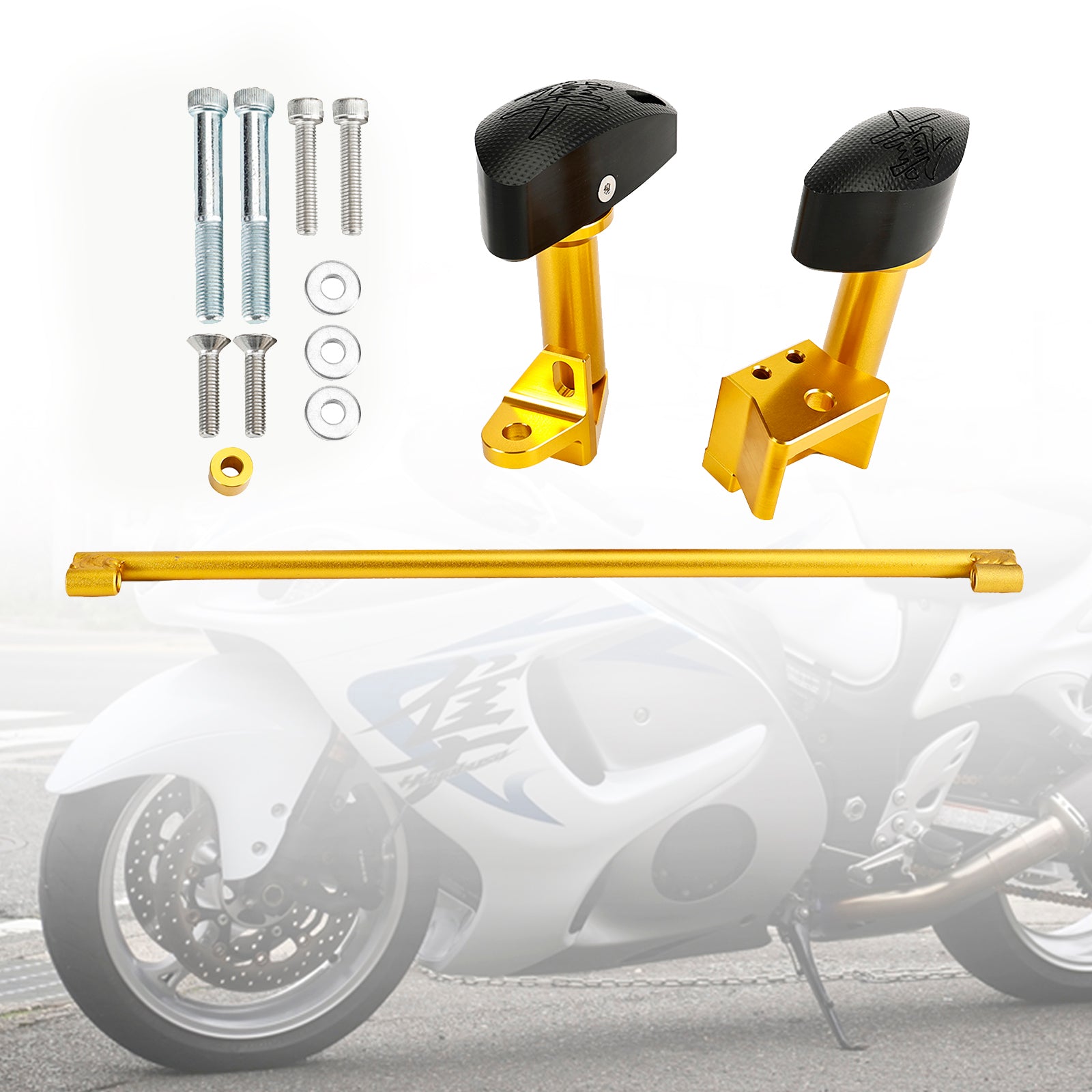 Protector Engine Crash Bunds Pad Slider Gold For Suzuki Gsxr1300 Hayabusa 08-20