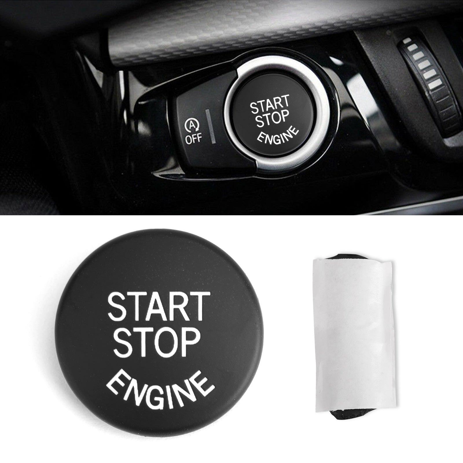 Start Stop Motorknopschakelaarafdekking voor BMW E Chassis E90 E91 X5 E70 E60 Zwart