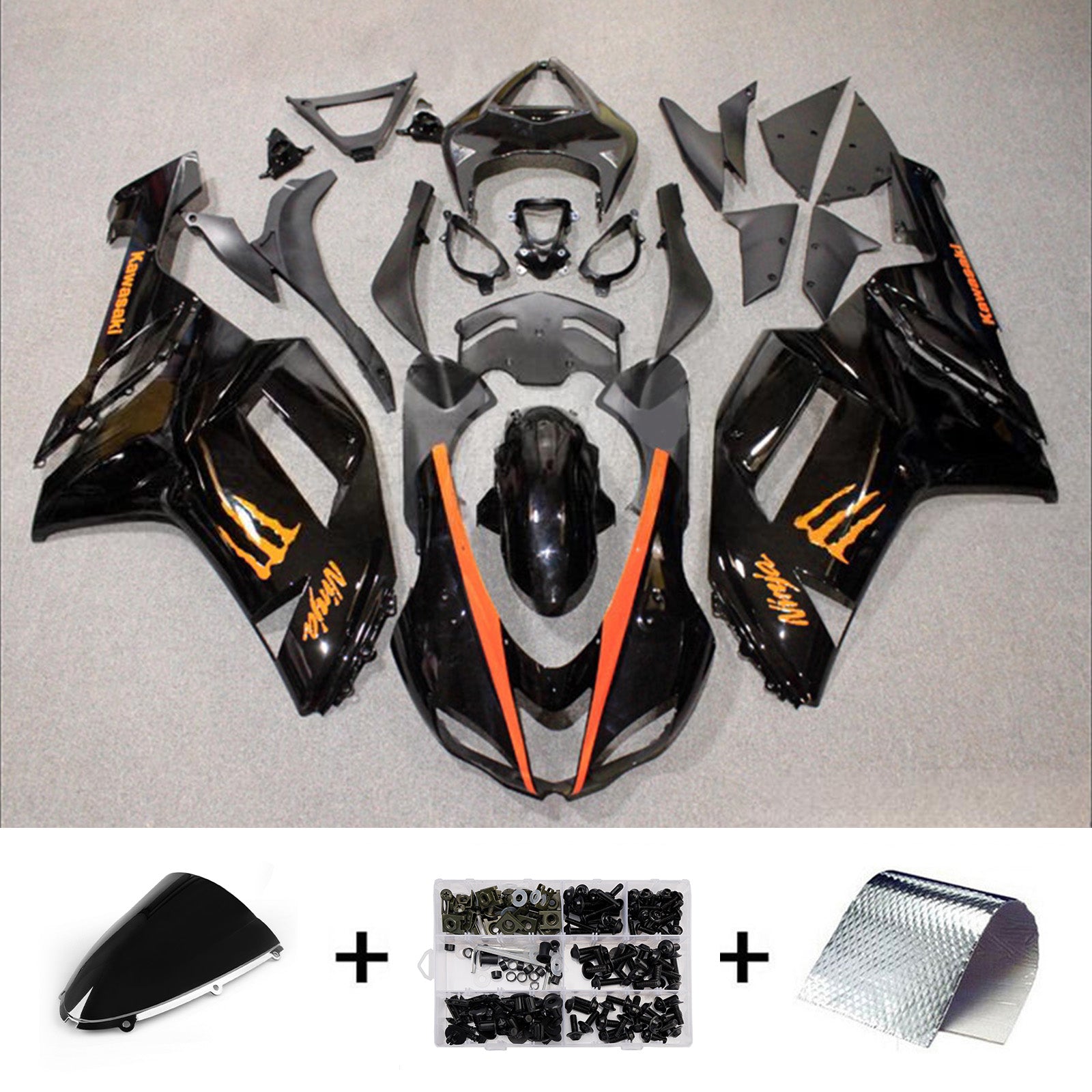Kit carena iniezione carrozzeria in plastica ABS adatta per Kawasaki ZX6R 636 2007-2008