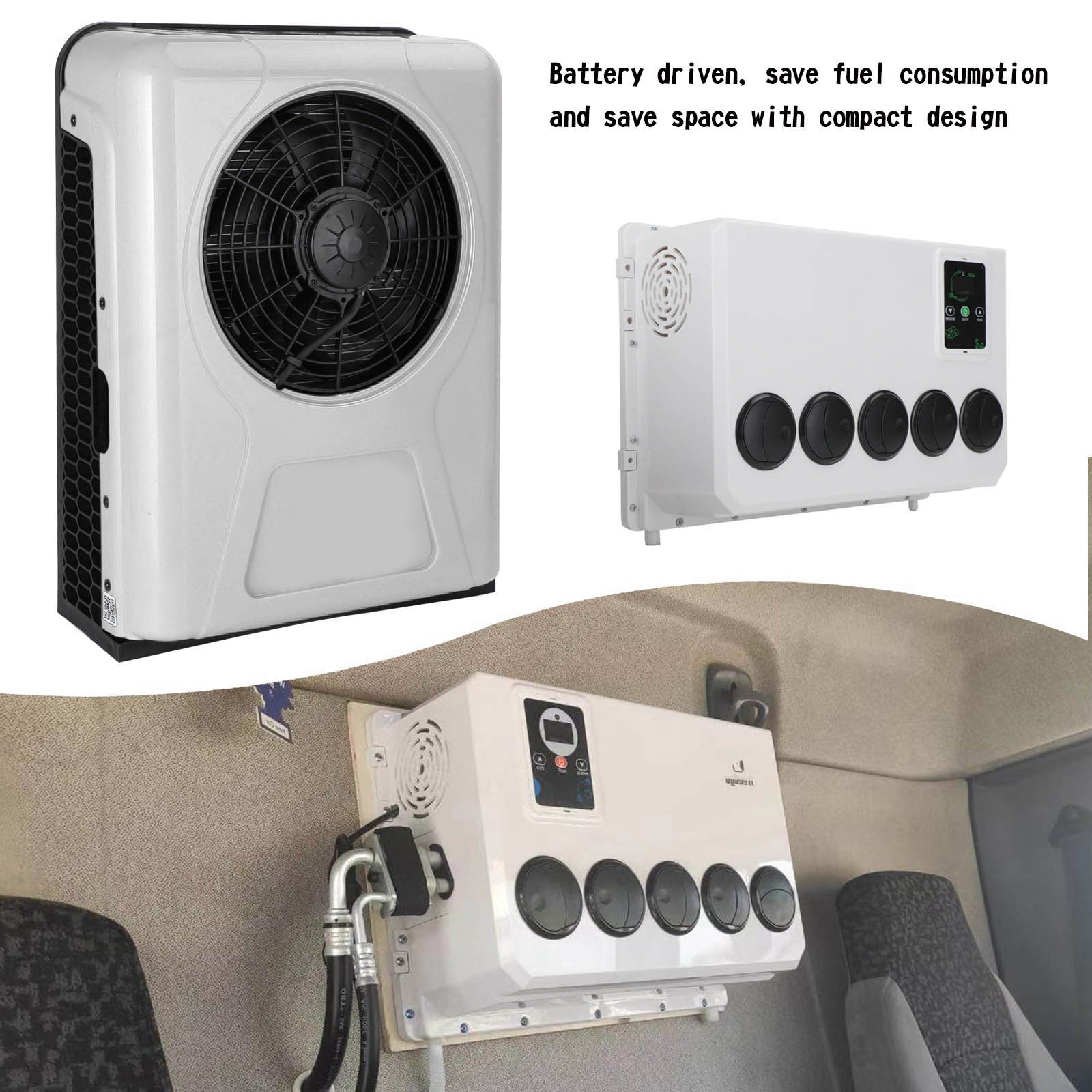 12V 12000 BTU Truck Cab RV Air Conditioner Split AC Fits Semi Trucks Bus Caravan