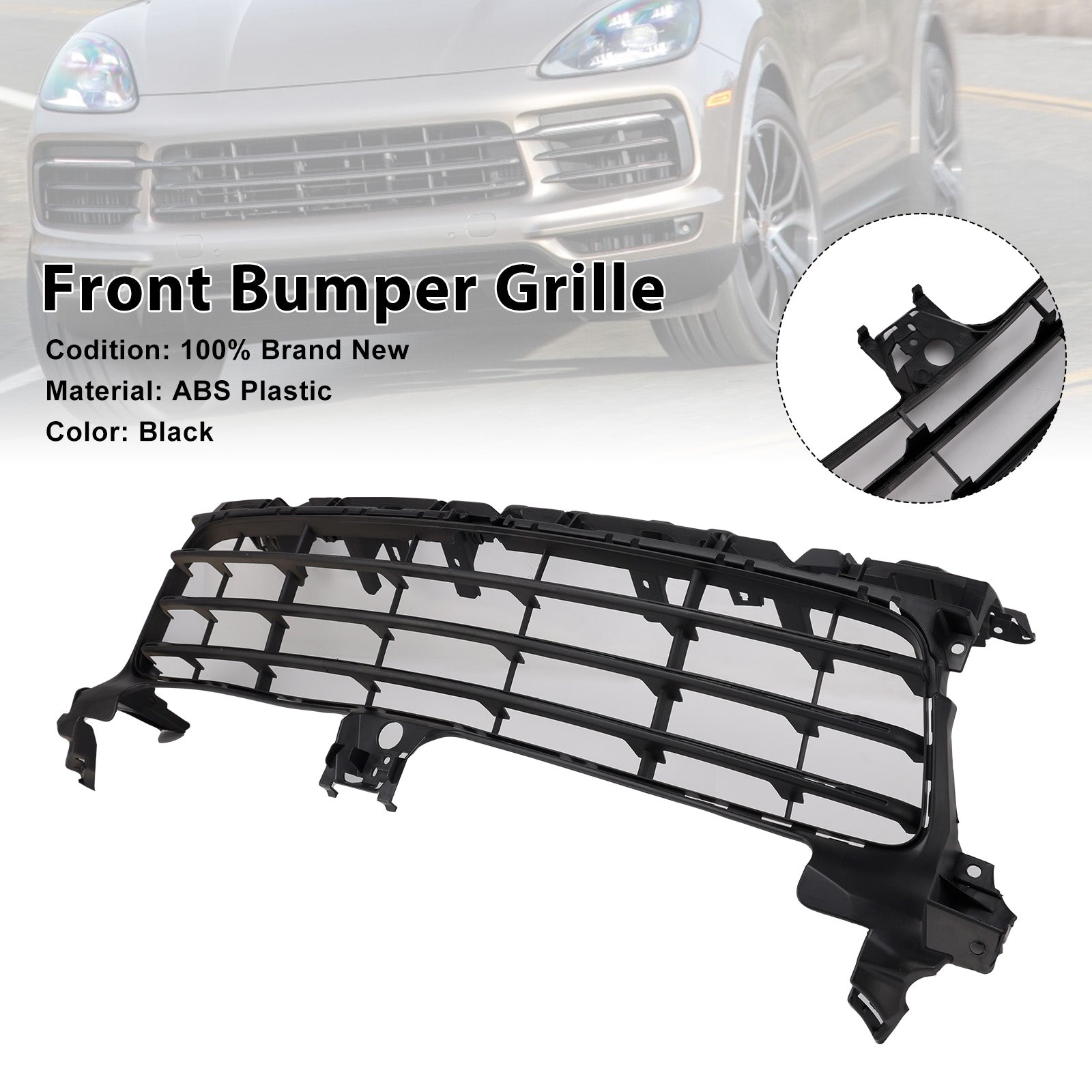 Black Front Bumper Grill Grille 9Y0807683POK1 Fit Porsche Cayenne 2019-2023