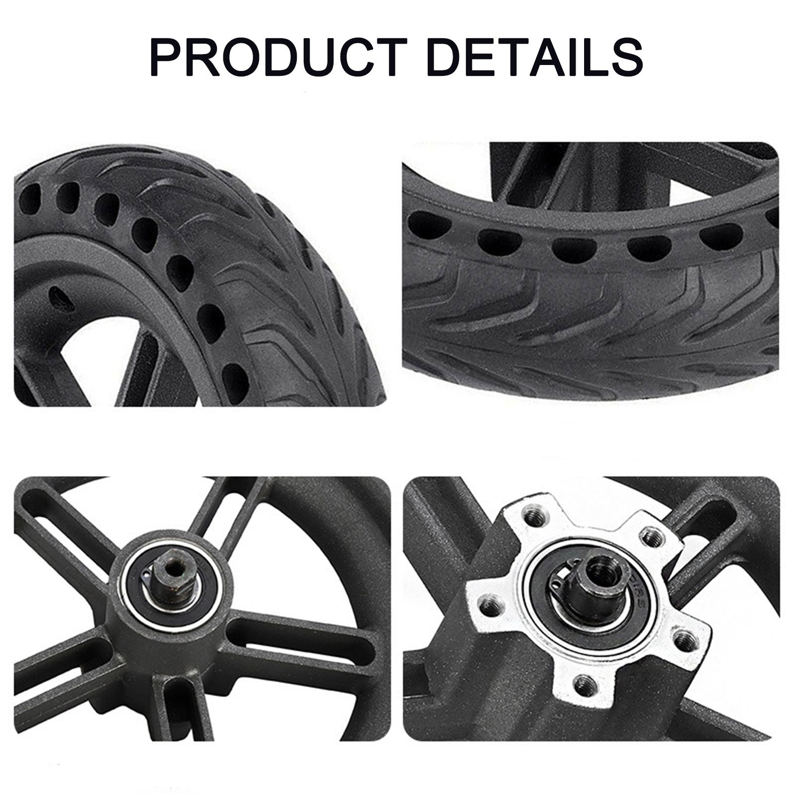 8.5" honeycomb runflat tire rear wheel+hub+disc brake disc For M365 PRO/PRO2