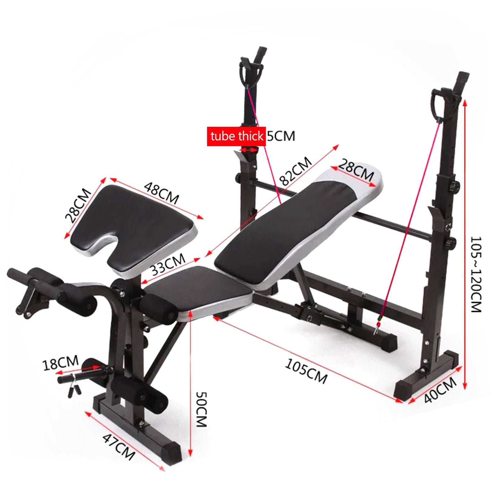 Banc de musculation réglable pour entraînement complet du corps, développé couché pliable avec support d'haltères