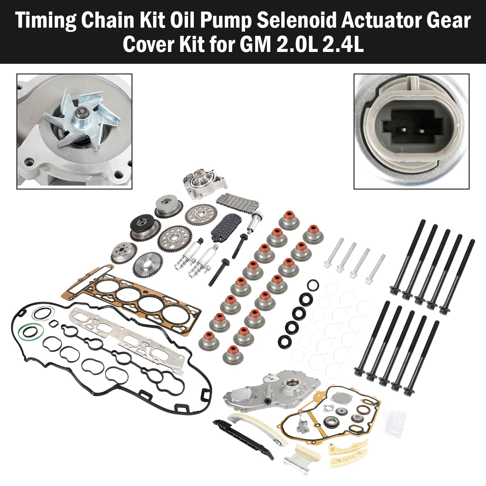 Timing Chain Kit Oil Pump Selenoid Actuator Gear Cover Kit for GM 2.0L 2.4L