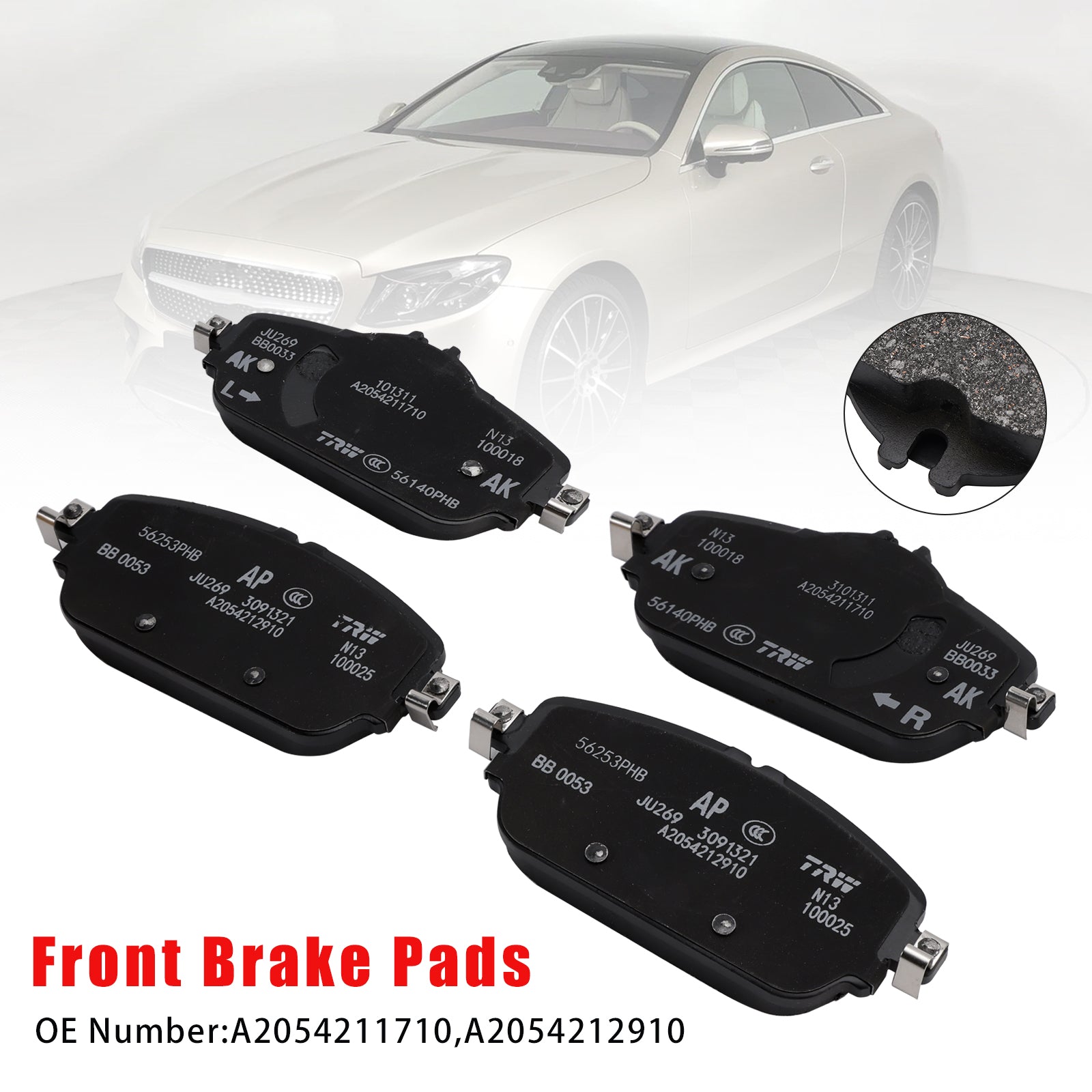 Mercedes-Benz C-Class 205 E-Class 213 Front Brake Pads A0004208903 Without Wear Sensor