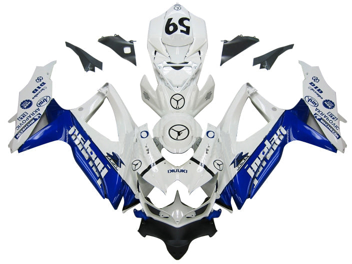 2008-2010 SUZUKI GSXR 600 750 Blanc Blue Jordan Racing Fairings générique