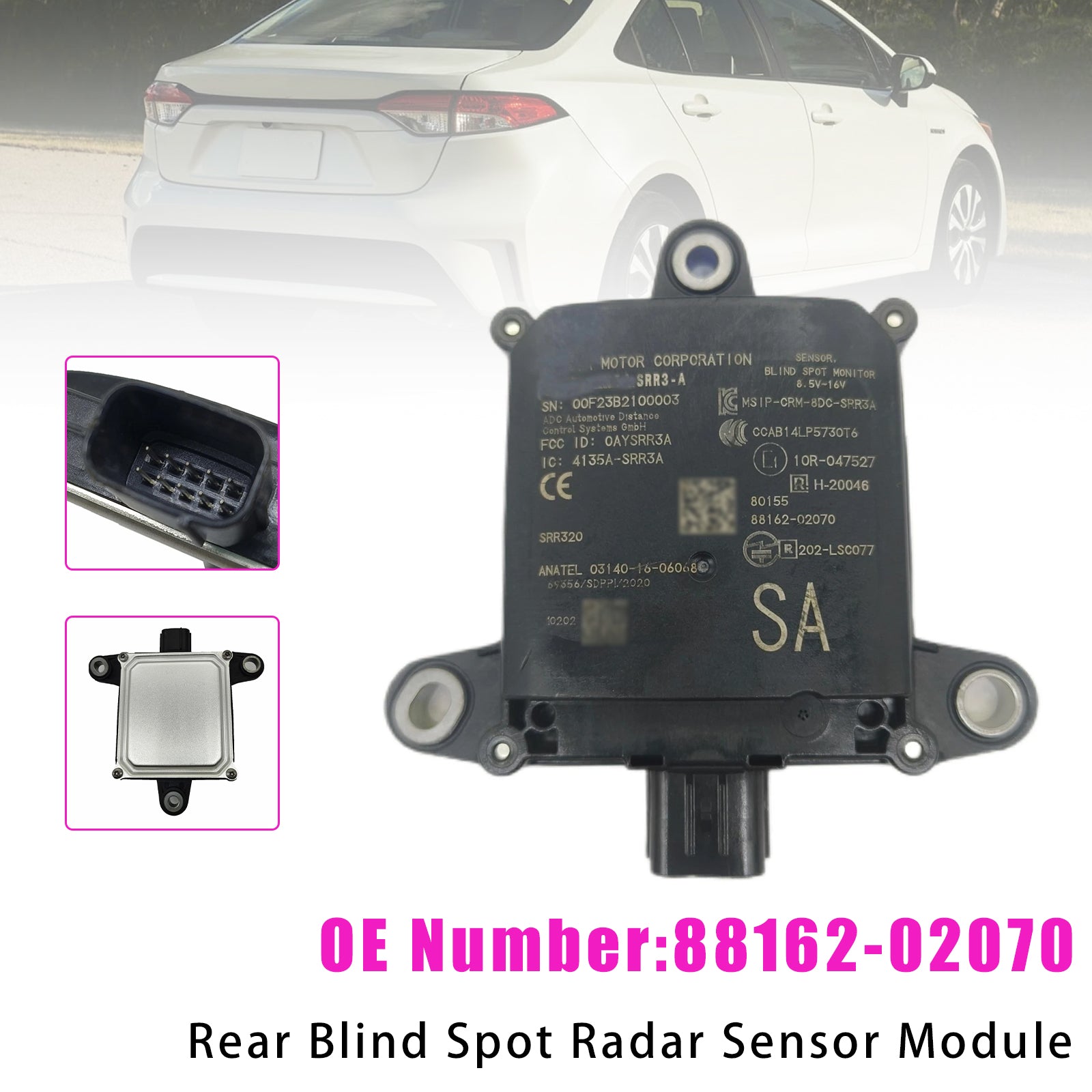Rear Blind Spot Radar Sensor Module 88162-02070 For Toyota Corolla 2020-2023