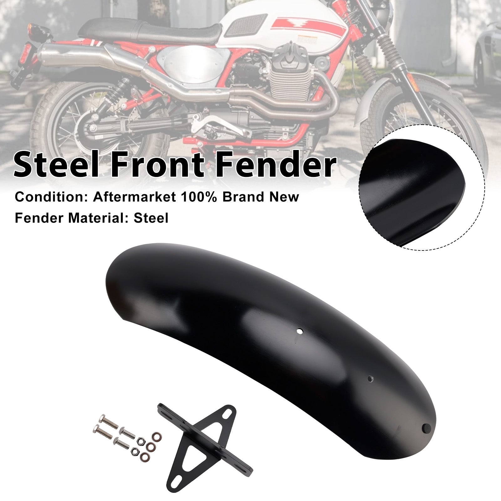 Garde-boue avant en acier adapté pour MOTO GUZZI V7 II Stone Classic Special 10-16