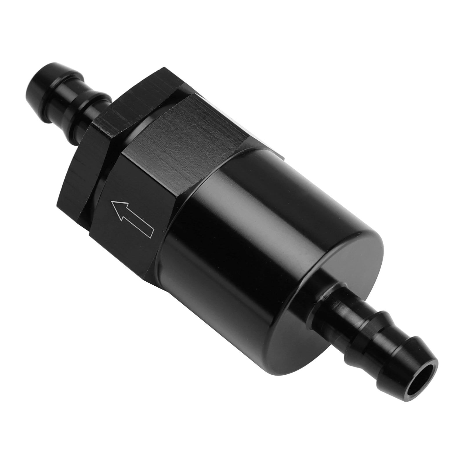 Black Inline EFI Fuel Systems Filter Adapter 3/8" Barb With 30 Micron Filter Element