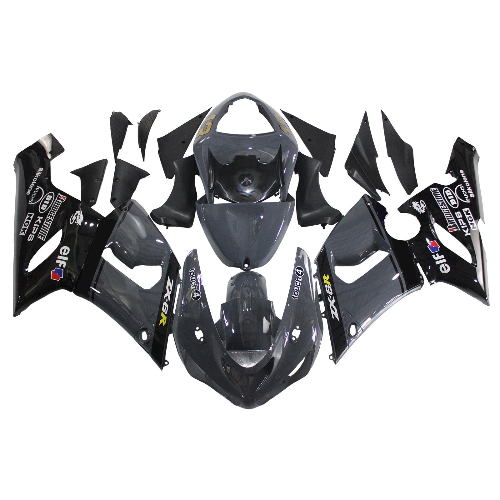 2005-2006 Kawasaki ZX6R 636 Amotopart Injection Fairing Kit Kawasaki Plast ABS #133