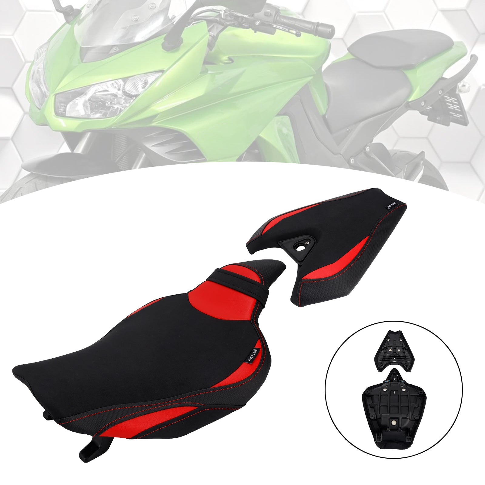 Front&Rear Raider Passenger Cushion Kit Red For Kawasaki Z1000 2014-2025 2024