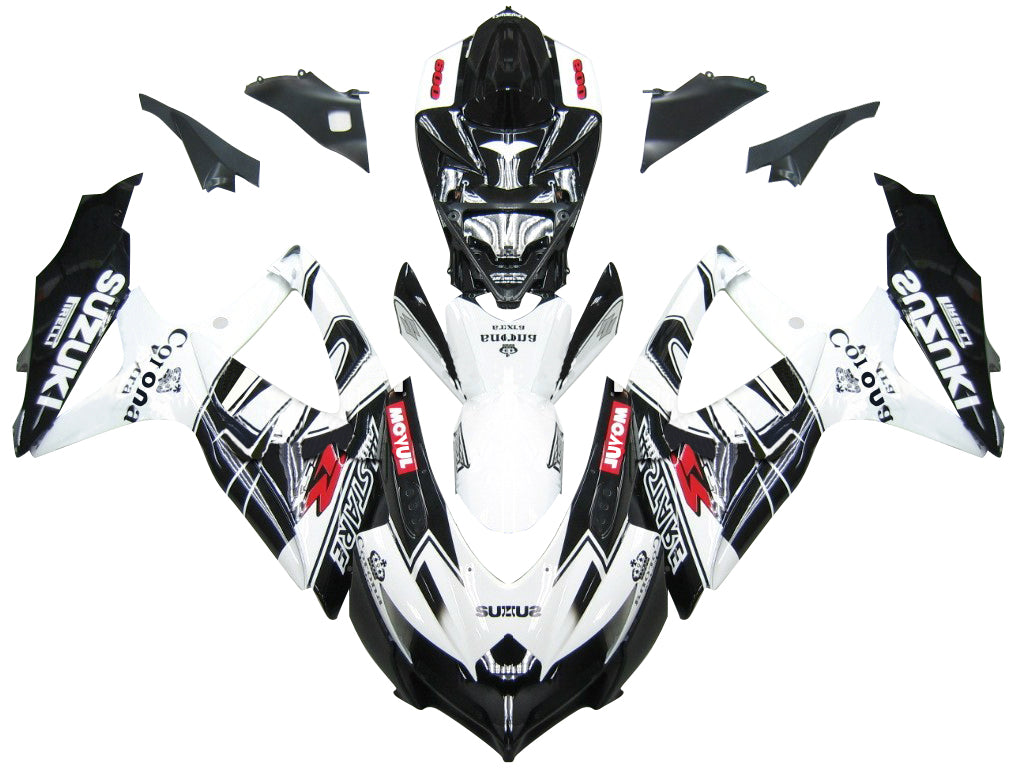 2008-2010 Suzuki GSXR 600 750 Noir Blanc Alstare Corona Racing Carénages Générique