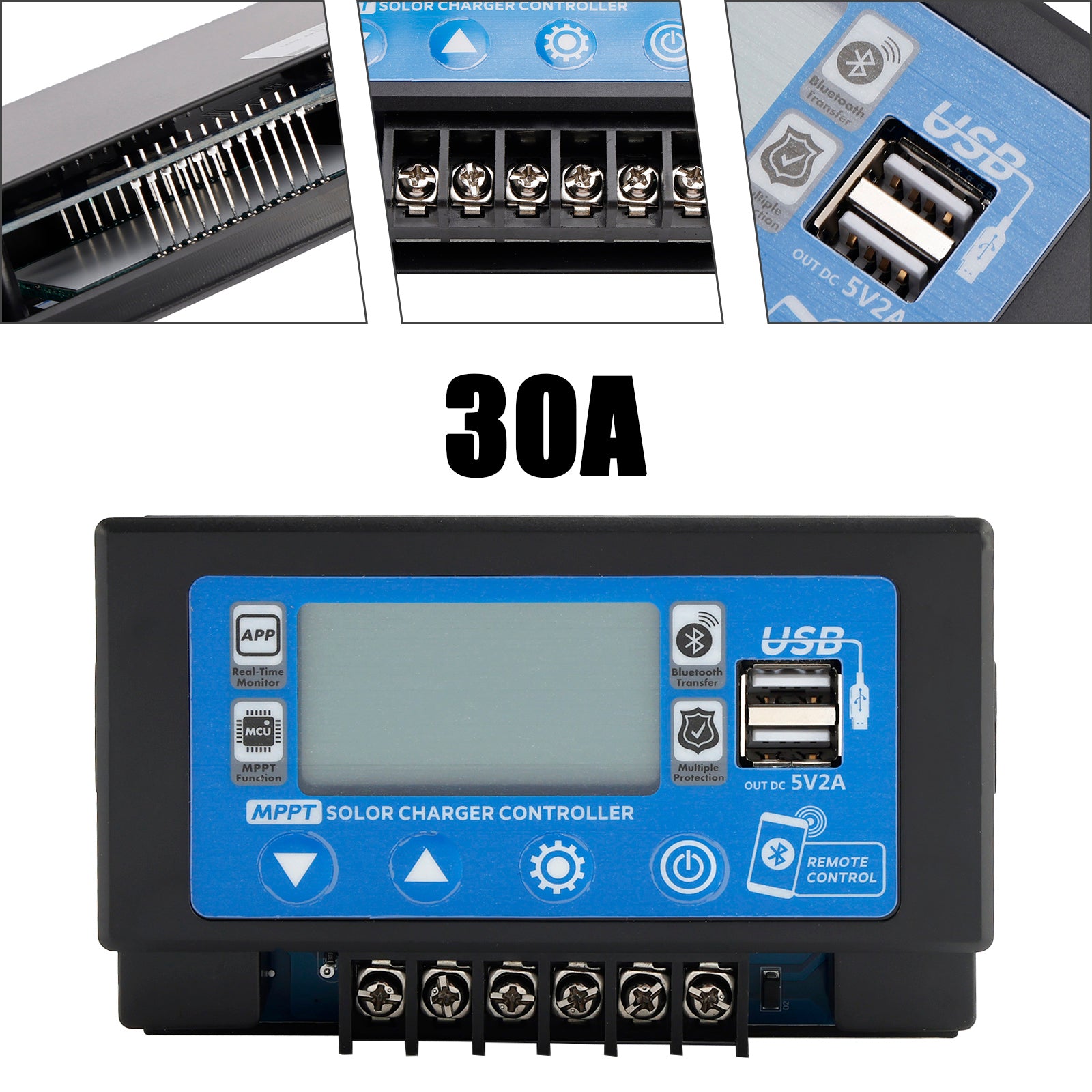 30/60A ingebedde, opklikbare energieopslag, speciale MPPT-zonnecontroller Bluetooth