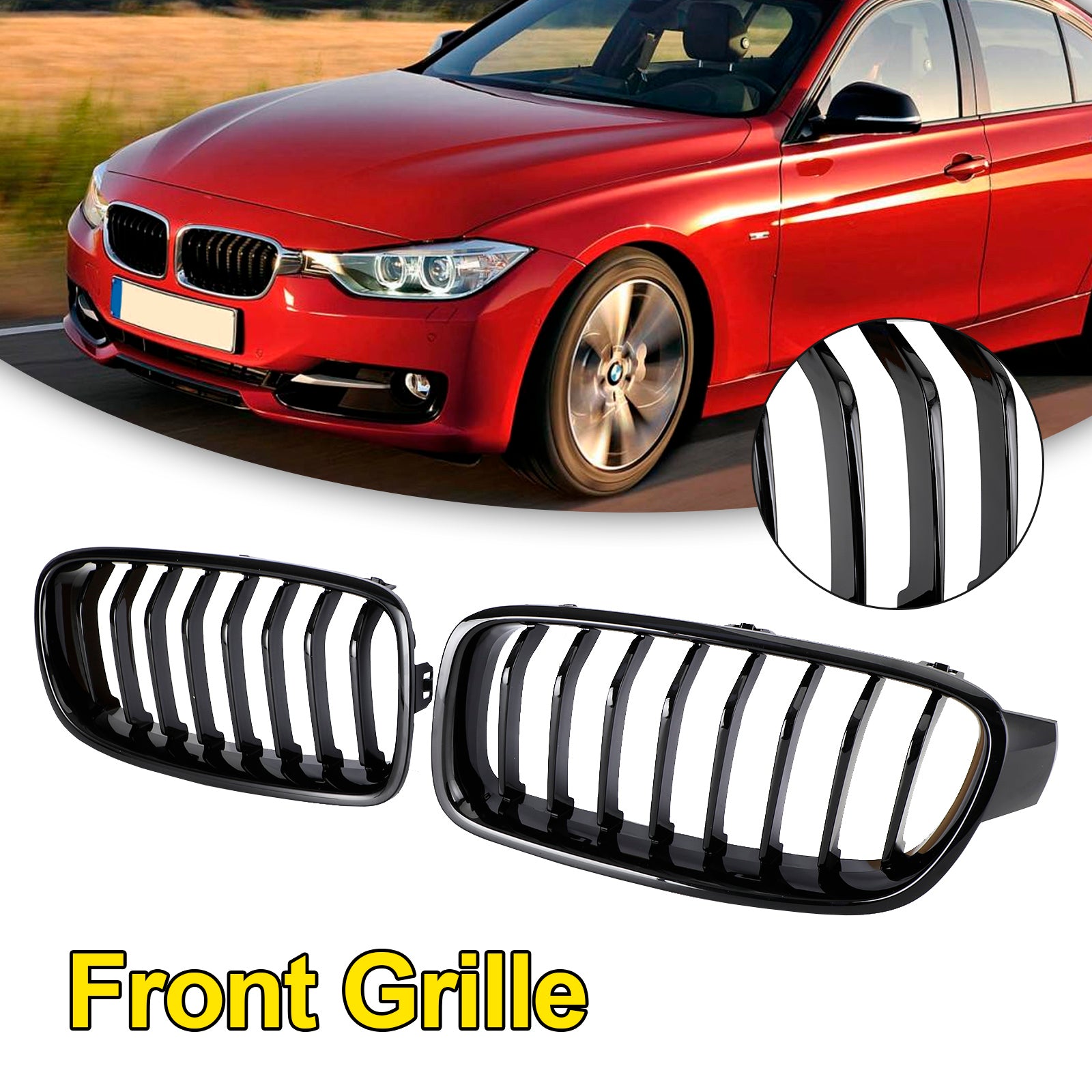 2012-2019 BMW 3 Series F30 F31 F35 Gloss Black Front Kidney Grill Grille