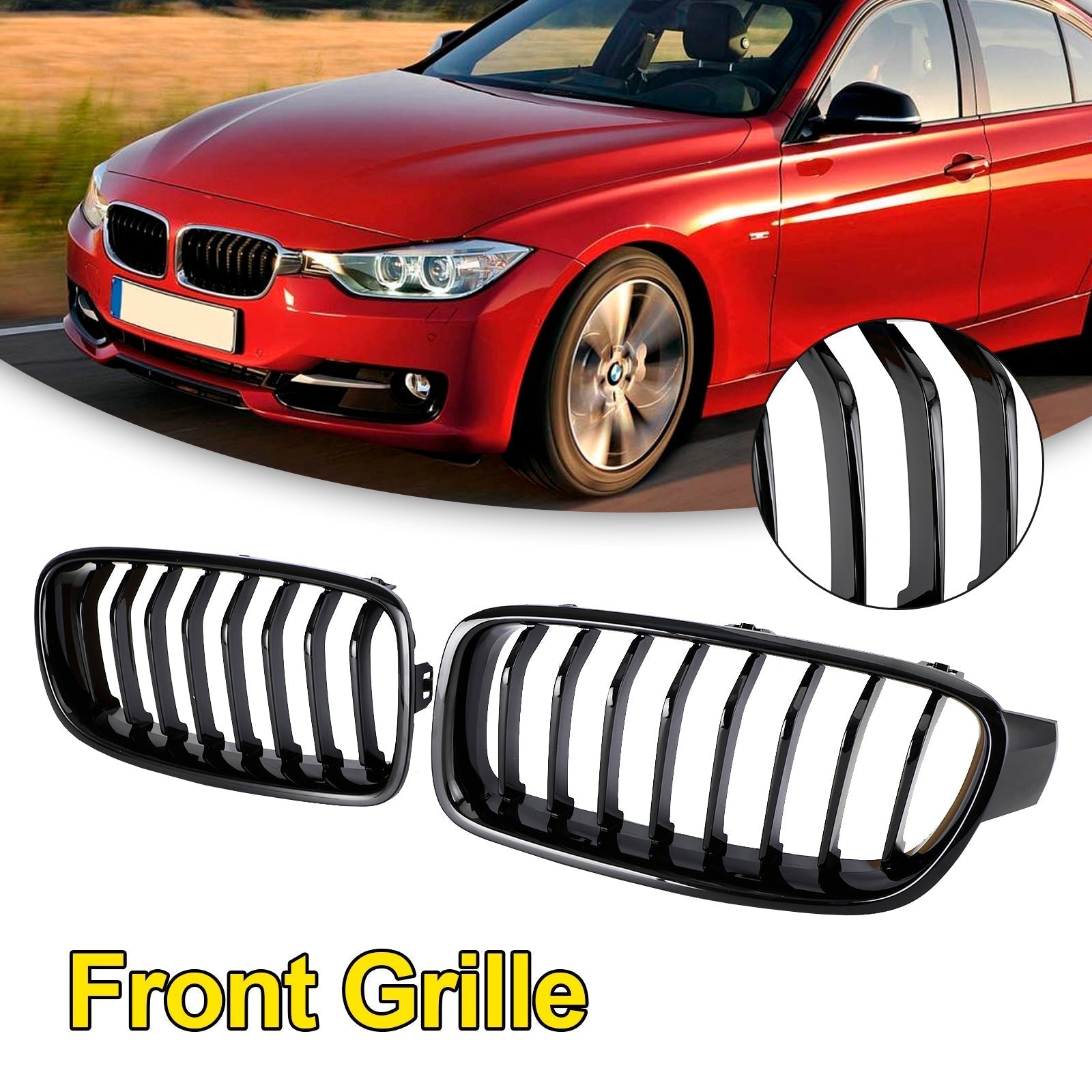 2012-2019 BMW 3-serie F35 Touring Glanzend zwart niergrille vooraan